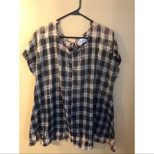 Wildfox distresses plaid oversized top - Small